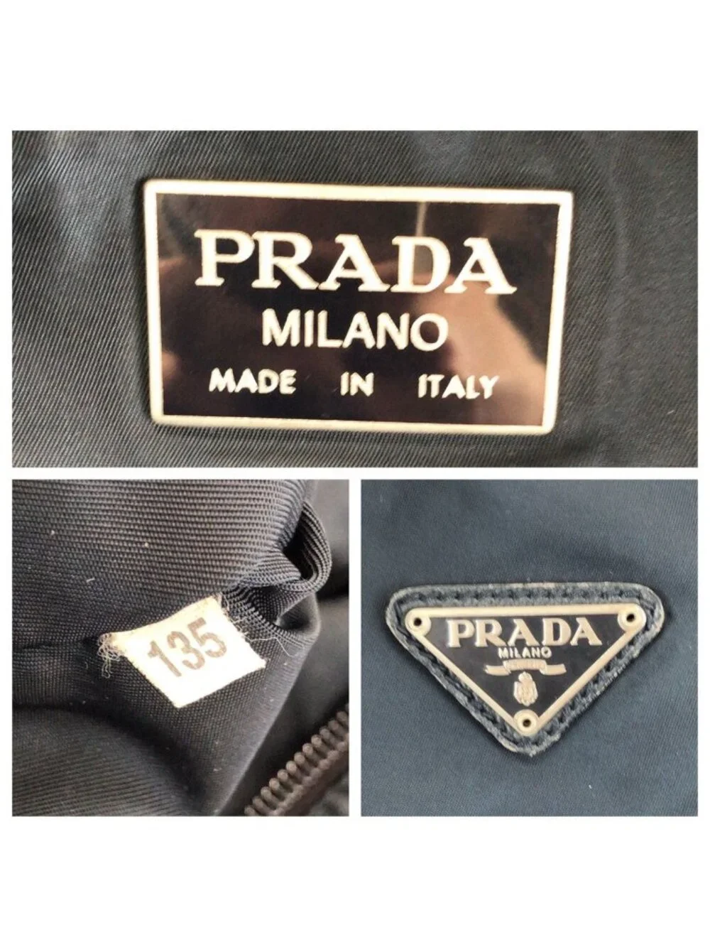 Prada Tessuto Saffiano Navy Nylon Leather Boston